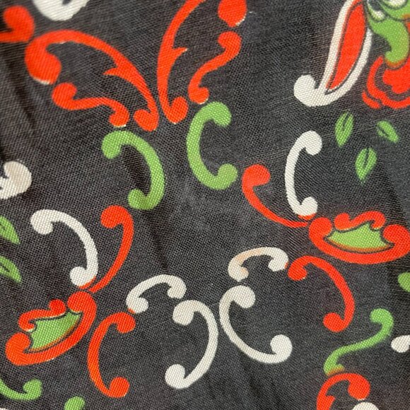 Vintage Scarf Floral Long Retro Eclectic Artsy Colorful Black Orange Blue Green - Picture 8 of 13